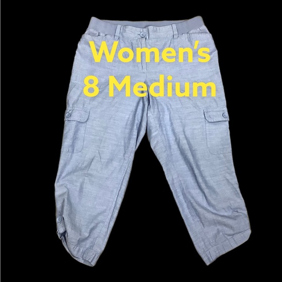 Talbots Pants - Women's TALBOTS 8 8P Medium Capri Shorts Pants Blue Stretch Active Elastic Waist